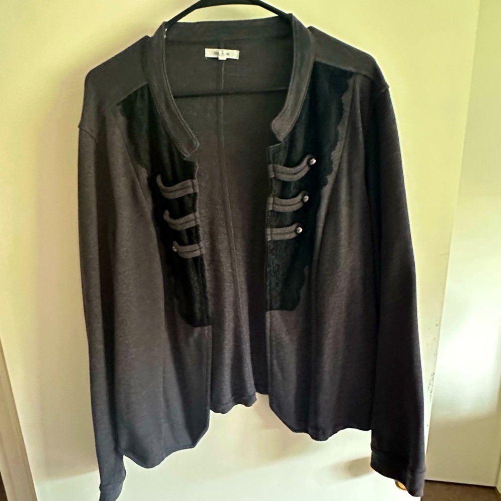 Maurice’s military style cardigan